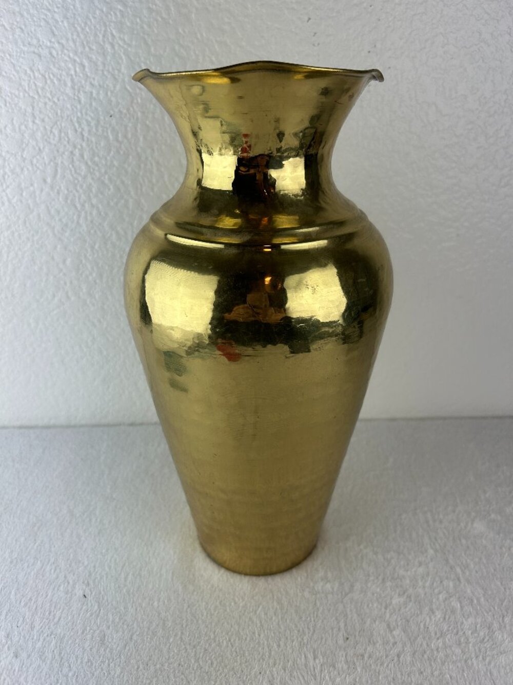 1990s Brass Vase Lacquered Raj Flared Neck  Design Gold tone